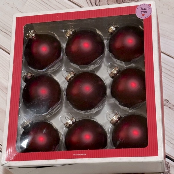 2010 Target Red Glass Ball Christmas Ornaments - Picture 2 of 5
